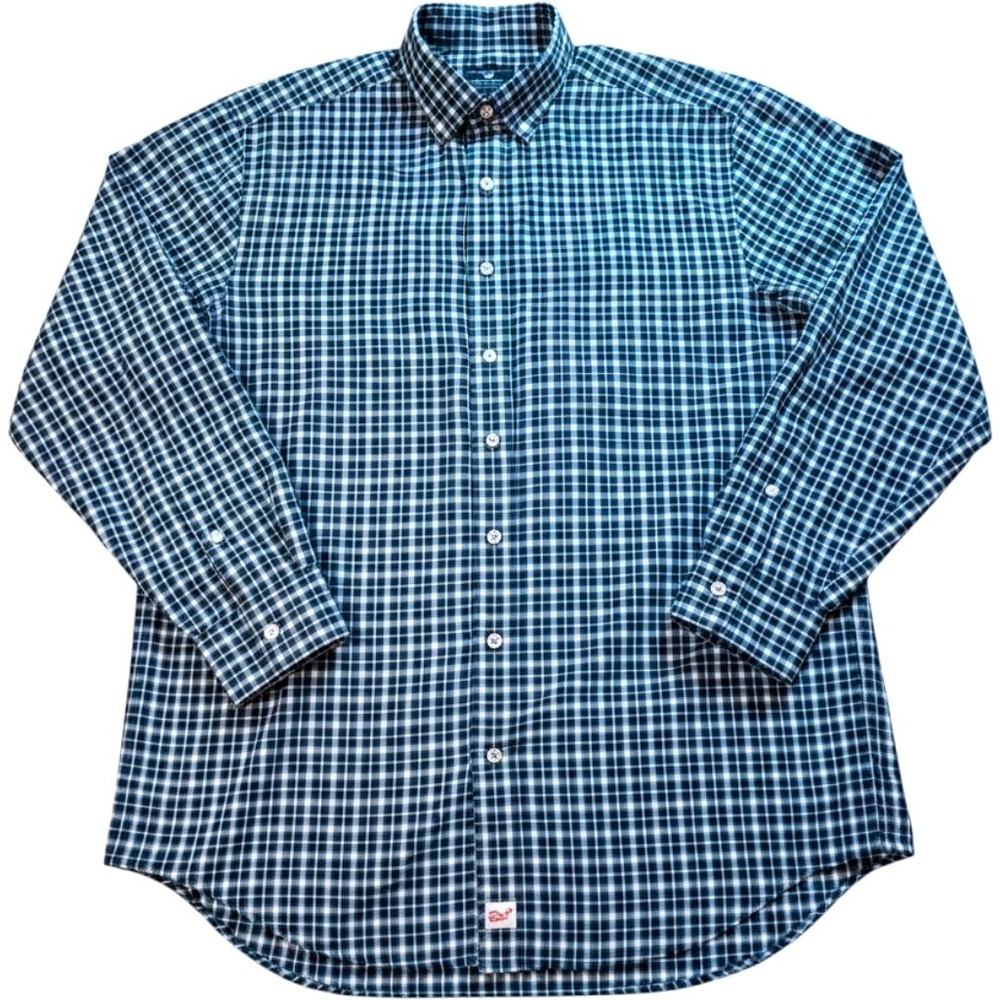 Vineyard Vines Classic Fit Murray Shirt Mens Large Performance Plaid Green Blue